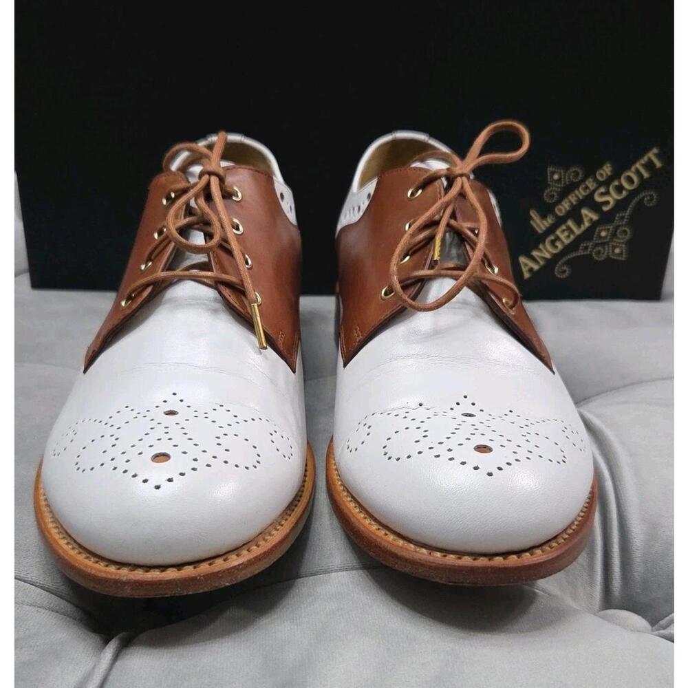 The Office of Angela Scott Ms. Presley White Oxfords Leather Womens Shoes 39 9 - Picture 3 of 16